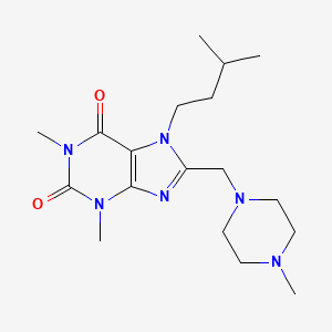 molecular formula C18H30N6O2 B2494885 1,3-Dimethyl-7-(3-methylbutyl)-8-[(4-methylpiperazin-1-yl)methyl]purine-2,6-dione CAS No. 851941-83-8