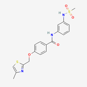 molecular formula C19H19N3O4S2 B2494900 N-(3-(methylsulfonamido)phenyl)-4-((4-methylthiazol-2-yl)methoxy)benzamide CAS No. 1251576-21-2
