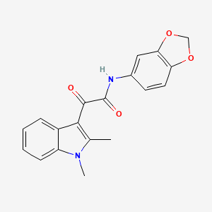 molecular formula C19H16N2O4 B2494929 N-(2H-1,3-benzodioxol-5-yl)-2-(1,2-dimethyl-1H-indol-3-yl)-2-oxoacetamide CAS No. 862831-73-0