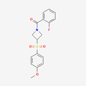 molecular formula C17H16FNO4S B2494948 1-(2-fluorobenzoyl)-3-(4-methoxybenzenesulfonyl)azetidine CAS No. 1797884-93-5