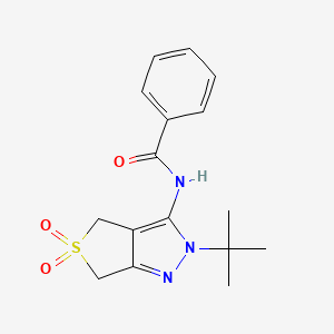 molecular formula C16H19N3O3S B2494961 N-{2-tert-butyl-5,5-dioxo-2H,4H,6H-5lambda6-thieno[3,4-c]pyrazol-3-yl}benzamide CAS No. 681265-19-0