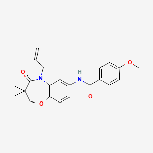 molecular formula C22H24N2O4 B2494980 N-(5-allyl-3,3-dimethyl-4-oxo-2,3,4,5-tetrahydrobenzo[b][1,4]oxazepin-7-yl)-4-methoxybenzamide CAS No. 921863-34-5