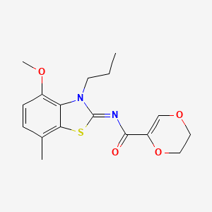 molecular formula C17H20N2O4S B2494981 (Z)-N-(4-methoxy-7-methyl-3-propylbenzo[d]thiazol-2(3H)-ylidene)-5,6-dihydro-1,4-dioxine-2-carboxamide CAS No. 898357-47-6