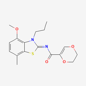 (Z)-N-(4-methoxy-7-methyl-3-propylbenzo[d]thiazol-2(3H)-ylidene)-5,6-dihydro-1,4-dioxine-2-carboxamide