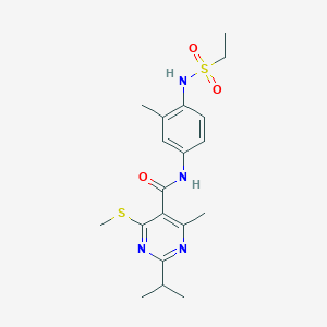 molecular formula C19H26N4O3S2 B2494998 N-(4-ethanesulfonamido-3-methylphenyl)-4-methyl-6-(methylsulfanyl)-2-(propan-2-yl)pyrimidine-5-carboxamide CAS No. 1376313-12-0