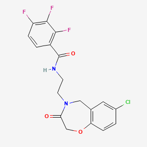 molecular formula C18H14ClF3N2O3 B2494999 N-(2-(7-chloro-3-oxo-2,3-dihydrobenzo[f][1,4]oxazepin-4(5H)-yl)ethyl)-2,3,4-trifluorobenzamide CAS No. 2034503-80-3