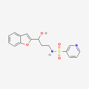 molecular formula C16H16N2O4S B2495002 N-[3-(1-BENZOFURAN-2-YL)-3-HYDROXYPROPYL]PYRIDINE-3-SULFONAMIDE CAS No. 1448045-79-1
