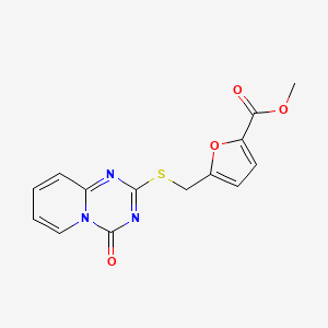 molecular formula C14H11N3O4S B2495020 methyl 5-[({4-oxo-4H-pyrido[1,2-a][1,3,5]triazin-2-yl}sulfanyl)methyl]furan-2-carboxylate CAS No. 896331-21-8