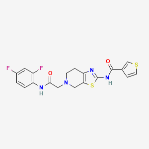 molecular formula C19H16F2N4O2S2 B2495021 N-(5-(2-((2,4-difluorophenyl)amino)-2-oxoethyl)-4,5,6,7-tetrahydrothiazolo[5,4-c]pyridin-2-yl)thiophene-3-carboxamide CAS No. 1795413-78-3