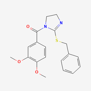 molecular formula C19H20N2O3S B2495023 (2-Benzylsulfanyl-4,5-dihydroimidazol-1-yl)-(3,4-dimethoxyphenyl)methanone CAS No. 851863-82-6