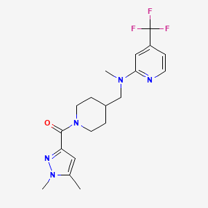 molecular formula C19H24F3N5O B2495025 N-{[1-(1,5-dimethyl-1H-pyrazole-3-carbonyl)piperidin-4-yl]methyl}-N-methyl-4-(trifluoromethyl)pyridin-2-amine CAS No. 2415624-08-5