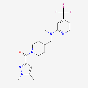 molecular formula C19H24F3N5O B2495025 (1,5-Dimethylpyrazol-3-yl)-[4-[[methyl-[4-(trifluoromethyl)pyridin-2-yl]amino]methyl]piperidin-1-yl]methanone CAS No. 2415624-08-5