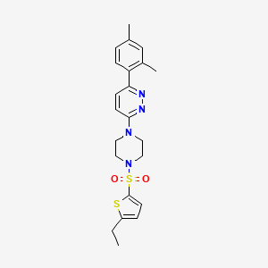molecular formula C22H26N4O2S2 B2495027 3-(2,4-Dimethylphenyl)-6-(4-((5-ethylthiophen-2-yl)sulfonyl)piperazin-1-yl)pyridazine CAS No. 1021036-12-3