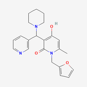 molecular formula C22H25N3O3 B2495038 1-(furan-2-ylmethyl)-4-hydroxy-6-methyl-3-(piperidin-1-yl(pyridin-3-yl)methyl)pyridin-2(1H)-one CAS No. 897612-95-2