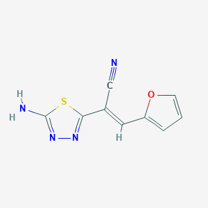 molecular formula C9H6N4OS B2495040 (E)-2-(5-amino-1,3,4-thiadiazol-2-yl)-3-(furan-2-yl)prop-2-enenitrile CAS No. 338959-96-9