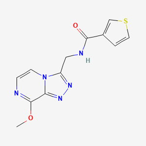 molecular formula C12H11N5O2S B2495044 N-((8-methoxy-[1,2,4]triazolo[4,3-a]pyrazin-3-yl)methyl)thiophene-3-carboxamide CAS No. 2034368-34-6