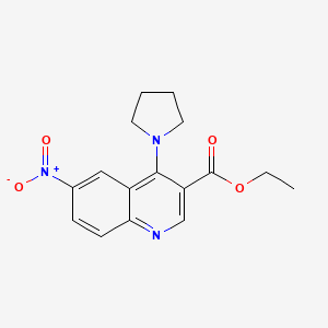 molecular formula C16H17N3O4 B2495052 Ethyl 6-nitro-4-(1-pyrrolidinyl)-3-quinolinecarboxylate CAS No. 478248-31-6