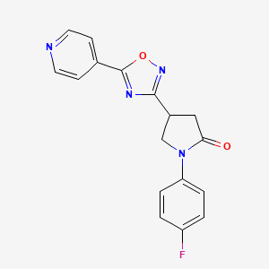 molecular formula C17H13FN4O2 B2495055 1-(4-Fluorophenyl)-4-(5-pyridin-4-yl-1,2,4-oxadiazol-3-yl)pyrrolidin-2-one CAS No. 1170511-09-7