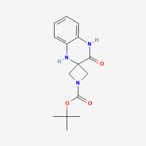 molecular formula C15H19N3O3 B2495058 tert-Butyl 3'-oxo-3',4'-dihydro-1'H-spiro[azetidine-3,2'-quinoxaline]-1-carboxylate CAS No. 2230802-82-9