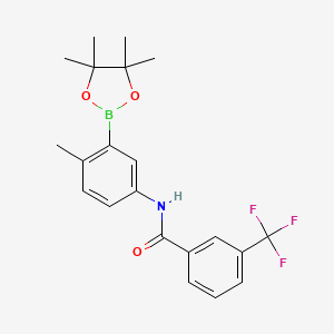 molecular formula C21H23BF3NO3 B2495067 N-(4-methyl-3-(4,4,5,5-tetramethyl-1,3,2-dioxaborolan-2-yl)phenyl)-3-(trifluoromethyl)benzamide CAS No. 876322-58-6