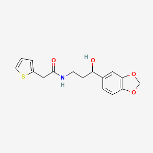 molecular formula C16H17NO4S B2495069 N-(3-(benzo[d][1,3]dioxol-5-yl)-3-hydroxypropyl)-2-(thiophen-2-yl)acetamide CAS No. 1421499-20-8