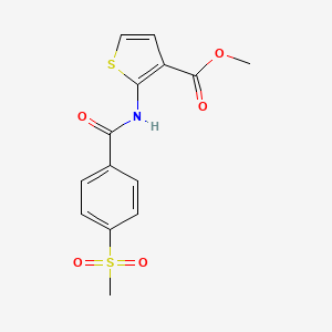 molecular formula C14H13NO5S2 B2495081 Methyl 2-(4-(methylsulfonyl)benzamido)thiophene-3-carboxylate CAS No. 896349-99-8
