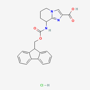 molecular formula C23H22ClN3O4 B2495084 8-(9H-Fluoren-9-ylmethoxycarbonylamino)-5,6,7,8-tetrahydroimidazo[1,2-a]pyridine-2-carboxylic acid;hydrochloride CAS No. 2305256-02-2