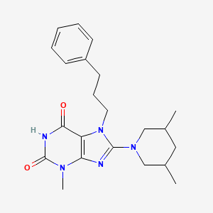 molecular formula C22H29N5O2 B2495086 8-(3,5-dimethylpiperidin-1-yl)-3-methyl-7-(3-phenylpropyl)-2,3,6,7-tetrahydro-1H-purine-2,6-dione CAS No. 673444-08-1