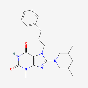 molecular formula C22H29N5O2 B2495086 8-(3,5-Dimethylpiperidin-1-yl)-3-methyl-7-(3-phenylpropyl)purine-2,6-dione CAS No. 673444-08-1