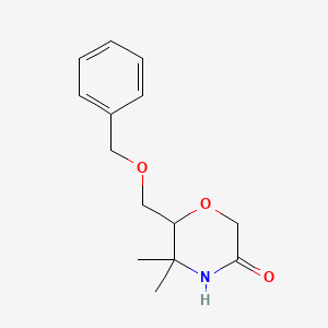 molecular formula C14H19NO3 B2495104 6-[(Benzyloxy)methyl]-5,5-dimethylmorpholin-3-one CAS No. 2319805-99-5