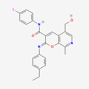 molecular formula C25H22IN3O3 B2495108 (2Z)-2-[(4-乙基苯基)亚亚胺]-5-(羟甲基)-N-(4-碘苯基)-8-甲基-2H-吡喃[2,3-c]吡啶-3-羧酰胺 CAS No. 1322259-38-0
