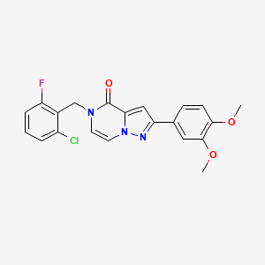 molecular formula C21H17ClFN3O3 B2495110 5-(2-氯-6-氟苄基)-2-(3,4-二甲氧基苯基)吡唑并[1,5-a]吡嗪-4(5H)-酮 CAS No. 1326833-19-5