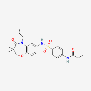 molecular formula C24H31N3O5S B2495114 N-(4-(N-(3,3-dimethyl-4-oxo-5-propyl-2,3,4,5-tetrahydrobenzo[b][1,4]oxazepin-7-yl)sulfamoyl)phenyl)isobutyramide CAS No. 922056-97-1