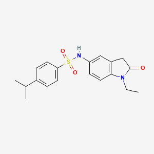 molecular formula C19H22N2O3S B2495118 N-(1-ethyl-2-oxo-2,3-dihydro-1H-indol-5-yl)-4-(propan-2-yl)benzene-1-sulfonamide CAS No. 921786-95-0