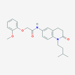 molecular formula C23H28N2O4 B2495127 2-(2-methoxyphenoxy)-N-[1-(3-methylbutyl)-2-oxo-1,2,3,4-tetrahydroquinolin-6-yl]acetamide CAS No. 941911-67-7