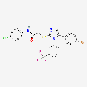 molecular formula C24H16BrClF3N3OS B2495131 2-((5-(4-bromophenyl)-1-(3-(trifluoromethyl)phenyl)-1H-imidazol-2-yl)thio)-N-(4-chlorophenyl)acetamide CAS No. 1226427-89-9