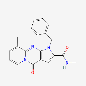 molecular formula C20H18N4O2 B2495135 1-benzyl-N,9-dimethyl-4-oxo-1,4-dihydropyrido[1,2-a]pyrrolo[2,3-d]pyrimidine-2-carboxamide CAS No. 900264-91-7