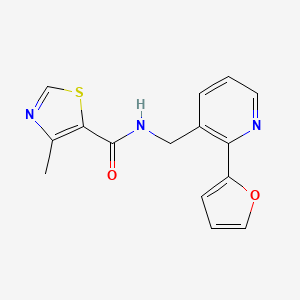 molecular formula C15H13N3O2S B2495138 N-((2-(furan-2-yl)pyridin-3-yl)methyl)-4-methylthiazole-5-carboxamide CAS No. 2034345-19-0