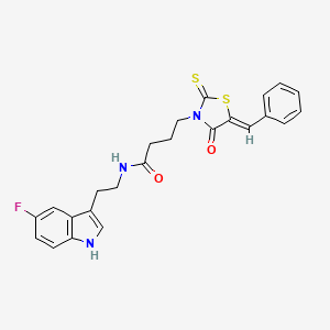 molecular formula C24H22FN3O2S2 B2495142 (Z)-4-(5-benzylidene-4-oxo-2-thioxothiazolidin-3-yl)-N-(2-(5-fluoro-1H-indol-3-yl)ethyl)butanamide CAS No. 900134-98-7
