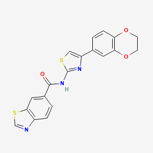 molecular formula C19H13N3O3S2 B2495152 N-[4-(2,3-dihydro-1,4-benzodioxin-6-yl)-1,3-thiazol-2-yl]-1,3-benzothiazole-6-carboxamide CAS No. 849116-90-1
