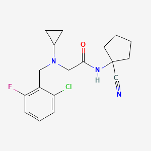 molecular formula C18H21ClFN3O B2495153 2-{[(2-chloro-6-fluorophenyl)methyl](cyclopropyl)amino}-N-(1-cyanocyclopentyl)acetamide CAS No. 1324876-12-1