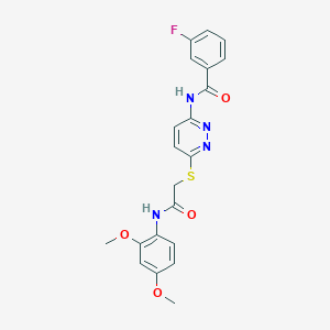 molecular formula C21H19FN4O4S B2495167 N-(6-((2-((2,4-dimethoxyphenyl)amino)-2-oxoethyl)thio)pyridazin-3-yl)-3-fluorobenzamide CAS No. 1021055-90-2