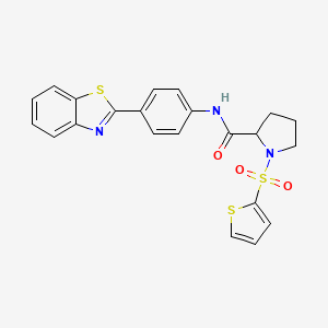 molecular formula C22H19N3O3S3 B2495171 N-(4-(benzo[d]thiazol-2-yl)phenyl)-1-(thiophen-2-ylsulfonyl)pyrrolidine-2-carboxamide CAS No. 1098639-36-1