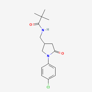 molecular formula C16H21ClN2O2 B2495176 N-((1-(4-chlorophenyl)-5-oxopyrrolidin-3-yl)methyl)pivalamide CAS No. 955245-43-9