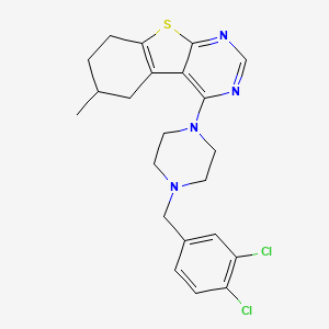 molecular formula C22H24Cl2N4S B2495177 4-[4-(3,4-Dichlorobenzyl)piperazin-1-yl]-6-methyl-5,6,7,8-tetrahydro[1]benzothieno[2,3-d]pyrimidine CAS No. 442572-73-8