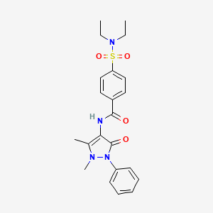 molecular formula C22H26N4O4S B2495179 4-(N,N-diethylsulfamoyl)-N-(1,5-dimethyl-3-oxo-2-phenyl-2,3-dihydro-1H-pyrazol-4-yl)benzamide CAS No. 301235-12-1