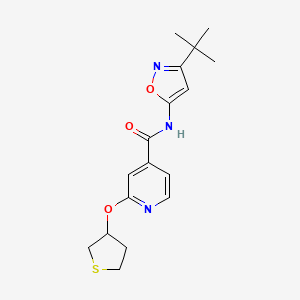molecular formula C17H21N3O3S B2495182 N-(3-tert-butyl-1,2-oxazol-5-yl)-2-(thiolan-3-yloxy)pyridine-4-carboxamide CAS No. 2034238-71-4