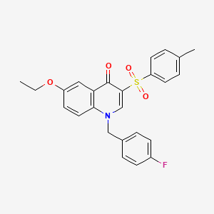 molecular formula C25H22FNO4S B2495190 6-ethoxy-1-[(4-fluorophenyl)methyl]-3-(4-methylbenzenesulfonyl)-1,4-dihydroquinolin-4-one CAS No. 866812-43-3