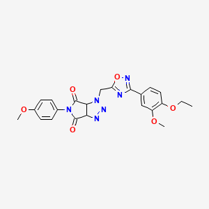 molecular formula C23H22N6O6 B2495193 1-((3-(4-ethoxy-3-methoxyphenyl)-1,2,4-oxadiazol-5-yl)methyl)-5-(4-methoxyphenyl)-1,6a-dihydropyrrolo[3,4-d][1,2,3]triazole-4,6(3aH,5H)-dione CAS No. 1207050-96-1