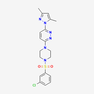molecular formula C19H21ClN6O2S B2495195 3-(4-((3-chlorophenyl)sulfonyl)piperazin-1-yl)-6-(3,5-dimethyl-1H-pyrazol-1-yl)pyridazine CAS No. 1013835-33-0